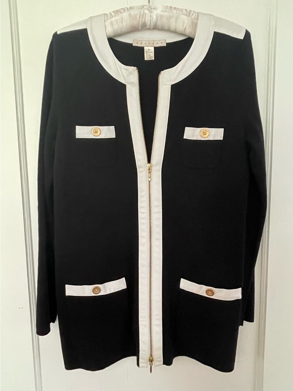 Belford Black and White Zip-Front Women's Jacket with Contrast Trim